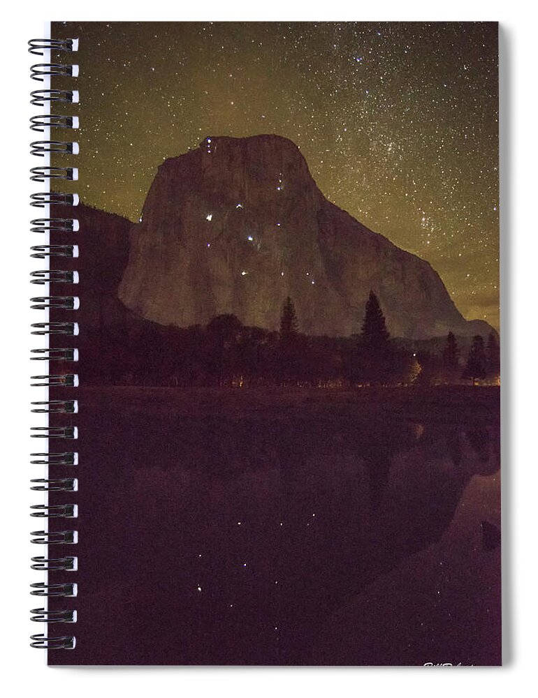 El Capitan Spiral Notebook featuring the photograph El Capitan At Night 4 by Bill Roberts