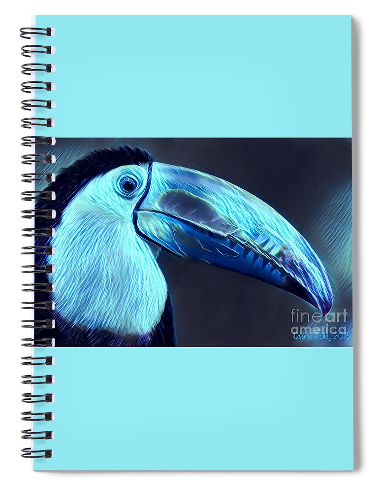 Toucan Spiral Notebook featuring the digital art Electric Toucan by Denise Railey
