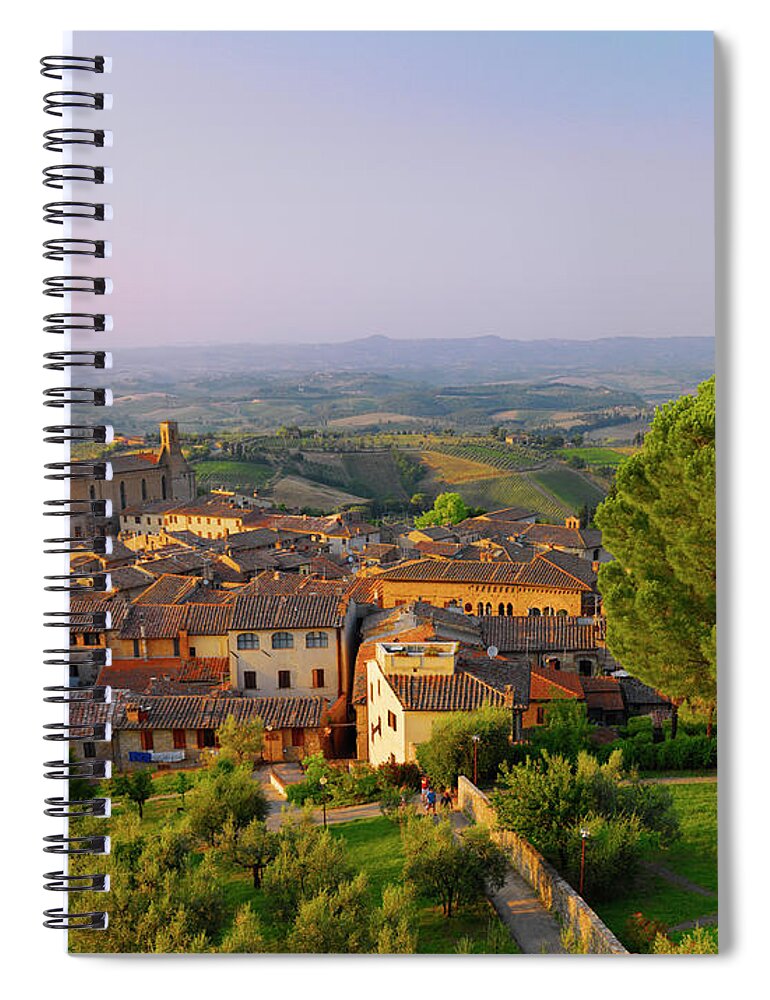 Outdoors Spiral Notebook featuring the photograph Elevated View Of San Gimignano by Shaun Egan