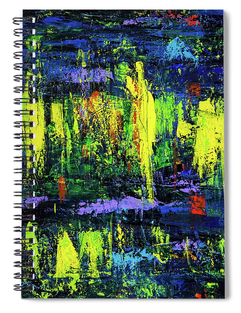 Abstract Spiral Notebook featuring the painting Elvis on Stage by Robert FERD Frank