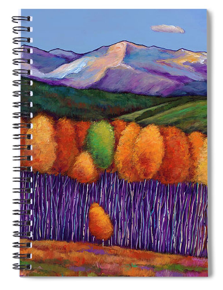 Aspen Trees Spiral Notebook featuring the painting Elysian by Johnathan Harris