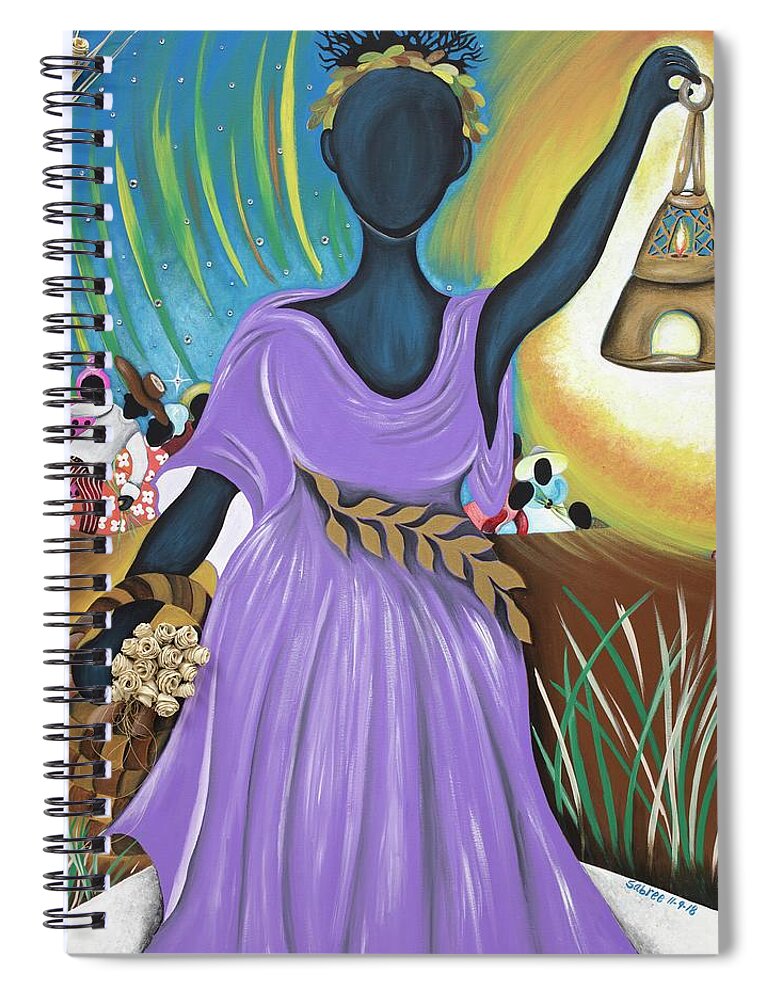 Sabree Spiral Notebook featuring the painting Embracing Liberty by Patricia Sabreee