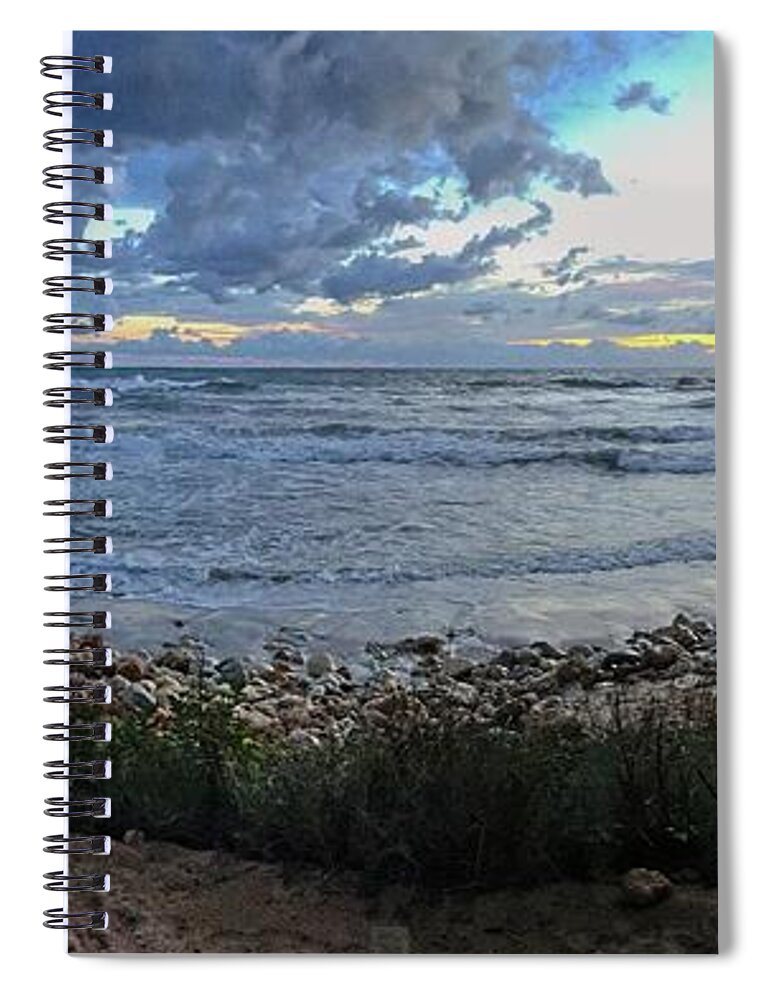 Cloud Spiral Notebook featuring the digital art Embracing the Sea by Dee Flouton