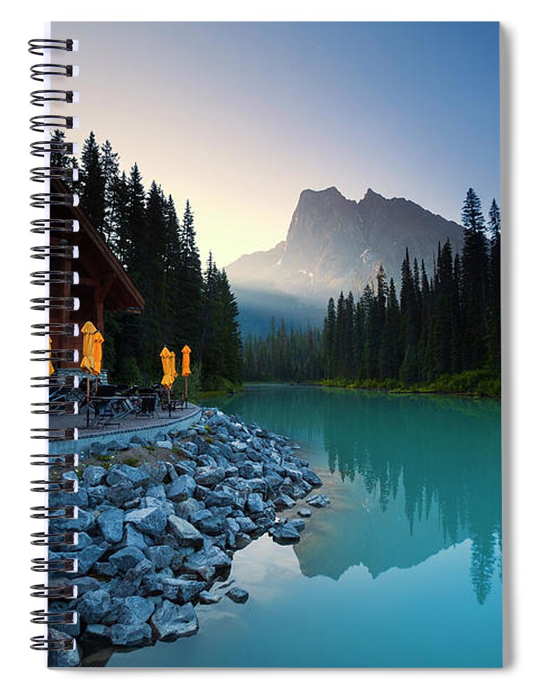 Water's Edge Spiral Notebook featuring the photograph Emerald Lake Lodge by Dan prat