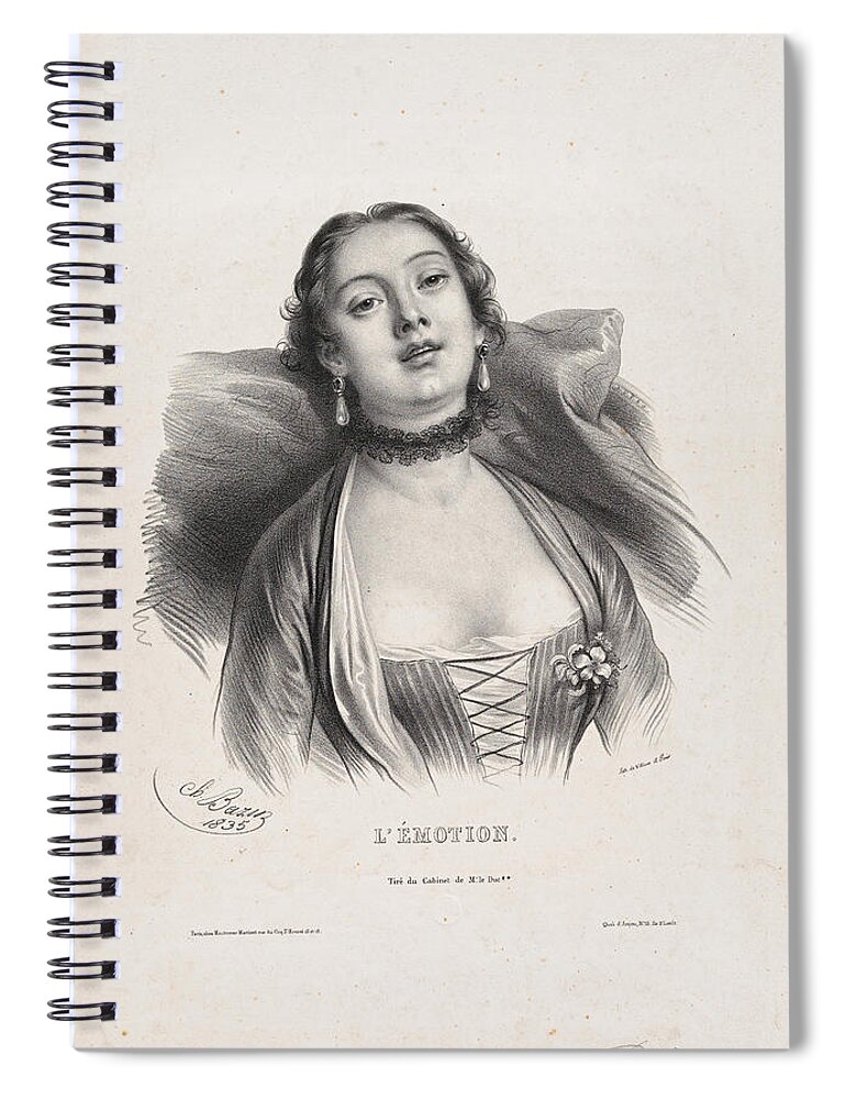 Charles-louis Bazin Spiral Notebook featuring the drawing Emotion by Charles-Louis Bazin