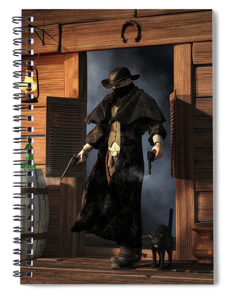 Enter The Outlaw Spiral Notebook featuring the digital art Enter the Outlaw by Daniel Eskridge