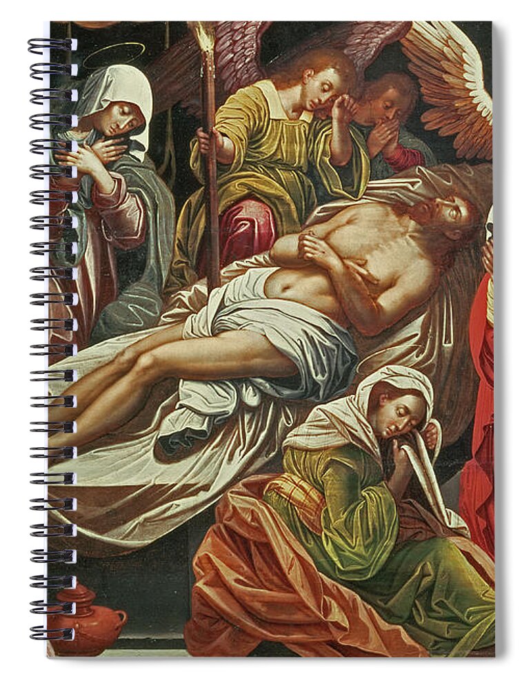 The Entombment Of Christ Spiral Notebook featuring the painting Entombment Of Christ, Villabranca by Flemish School