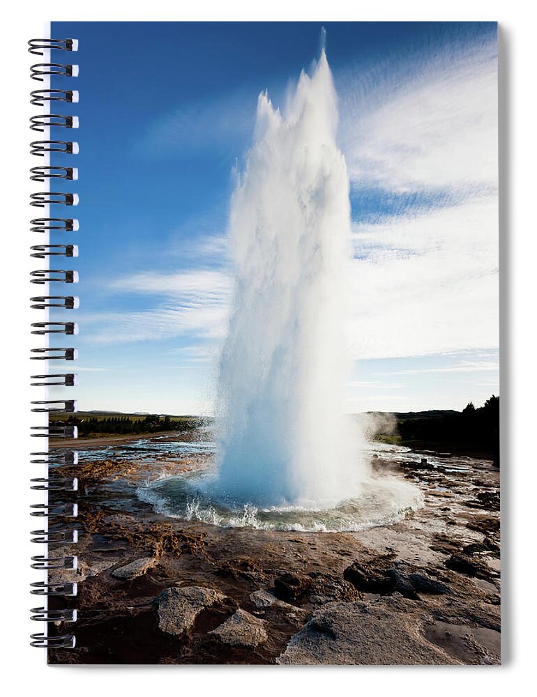 Scenics Spiral Notebook featuring the photograph Erupting Strokkur Geyser Iceland by Mlenny