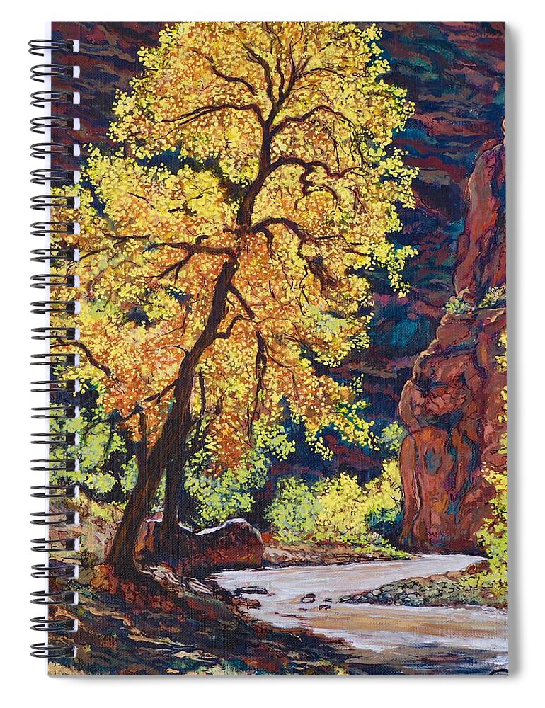 Escalante Spiral Notebook featuring the painting Escalante River South Utah by Tom Roderick