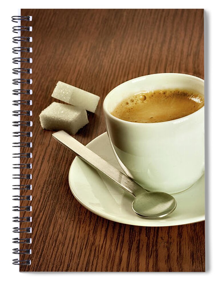Natural Pattern Spiral Notebook featuring the photograph Espresso With Sugar Lumps by Stefano Oppo