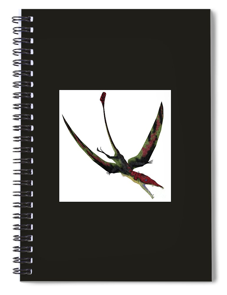 Eudimorphodon Spiral Notebook featuring the digital art Eudimorphodon Pterosaur Diving by Corey Ford