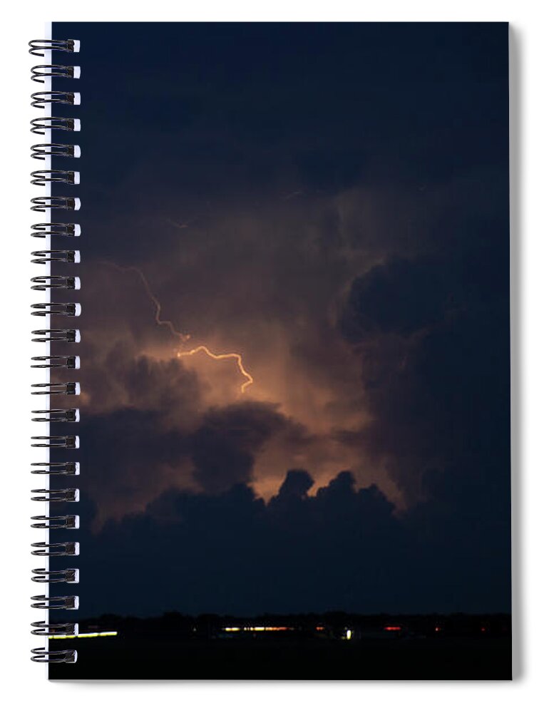 Nebraskasc Spiral Notebook featuring the photograph Evening Supercell and Lightning 038 by Dale Kaminski