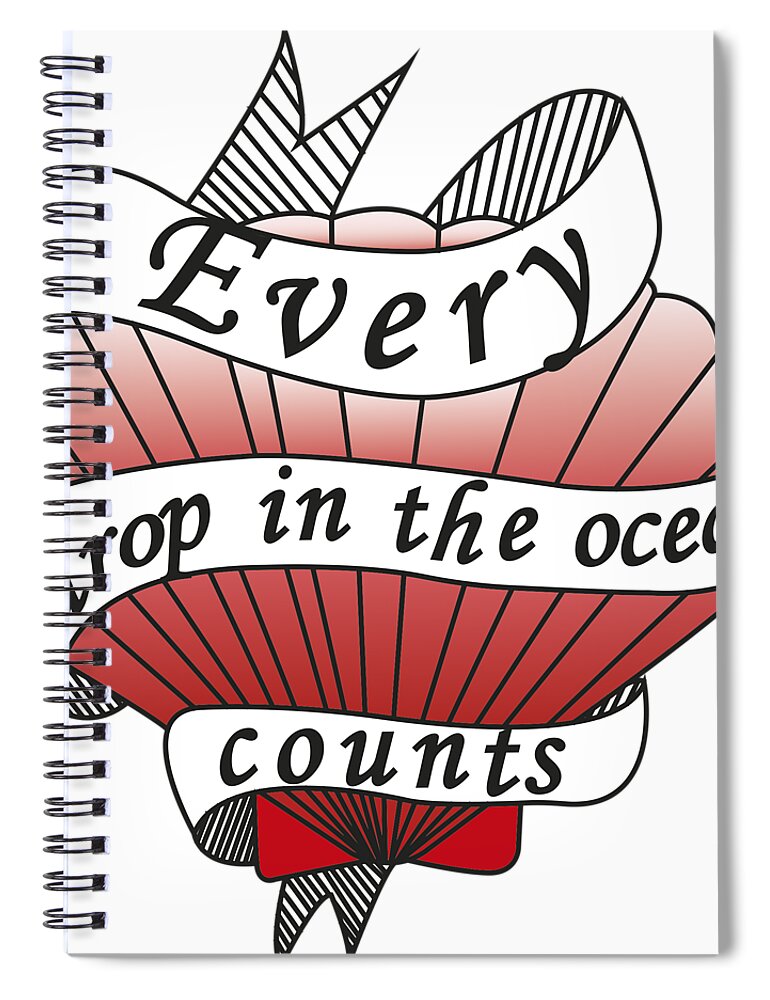 Drawing Spiral Notebook featuring the drawing Every drop in the ocean counts by Squid Power