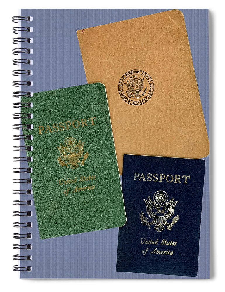 Passport Spiral Notebook featuring the photograph Evolution of United States Passport Covers in the 20th Century by Phil Cardamone