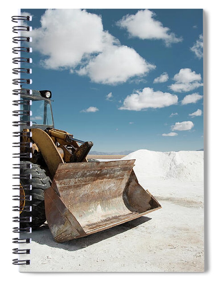 Heap Spiral Notebook featuring the photograph Excavator On Salt Flat by Kathrin Ziegler