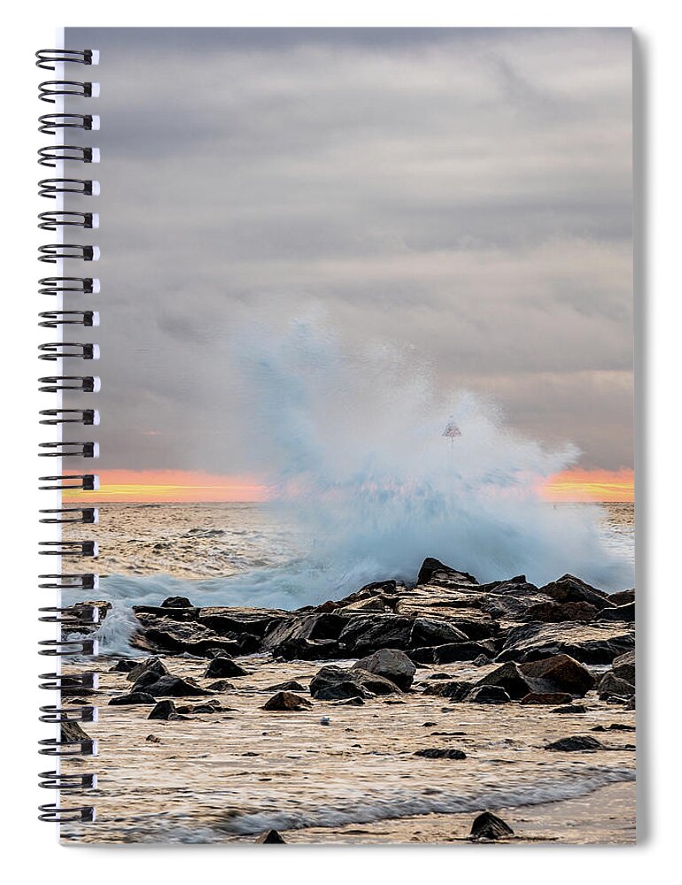 New Hampshire Spiral Notebook featuring the photograph Explosive sea 4 by Jeff Sinon