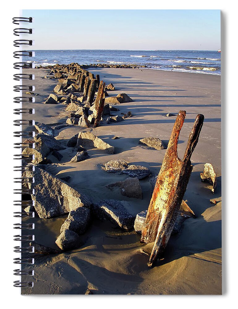 Scenics Spiral Notebook featuring the photograph Exposed Iron Jetty by Joseph Shields