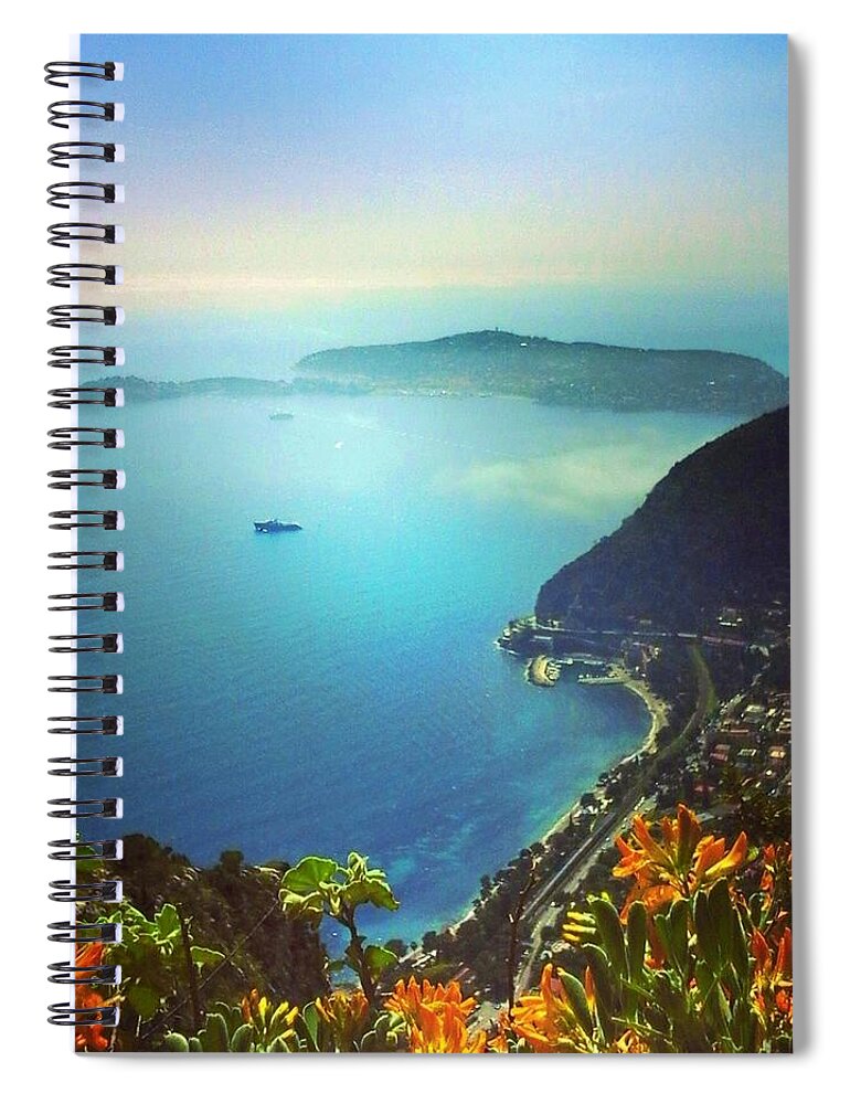 Coastline Spiral Notebook featuring the photograph Views From Eze France by Andrea Whitaker