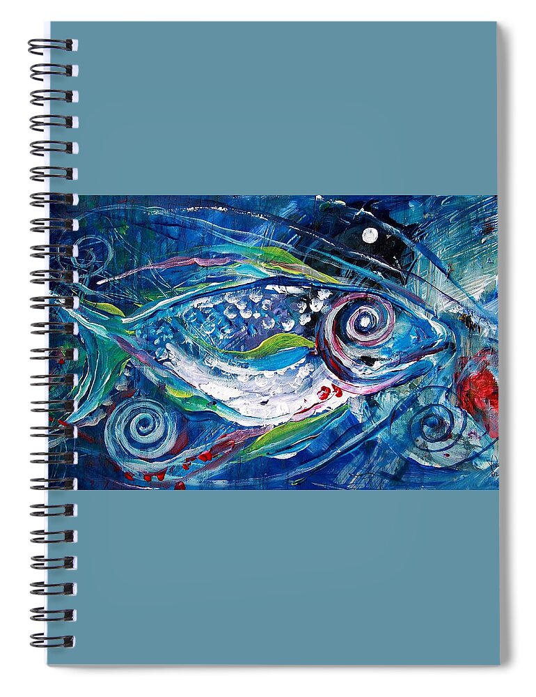 Fish Spiral Notebook featuring the painting Face Your Chaos by J Vincent Scarpace