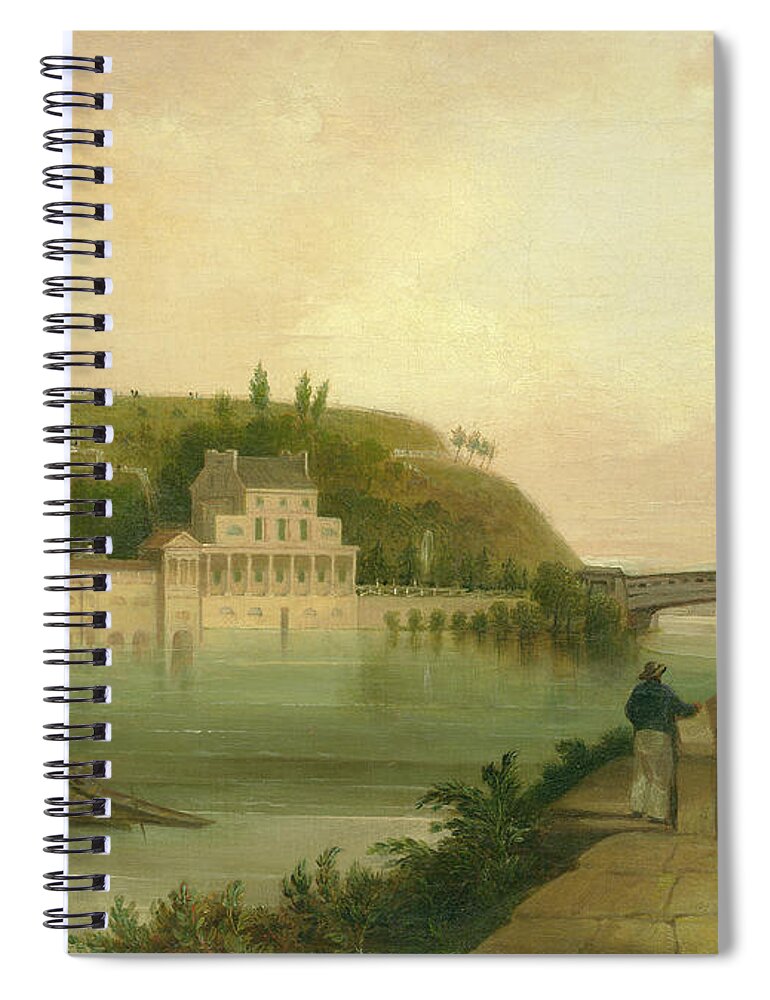 Fairmount Waterworks Spiral Notebook featuring the painting Fairmount Waterworks about 1838 by Unknown