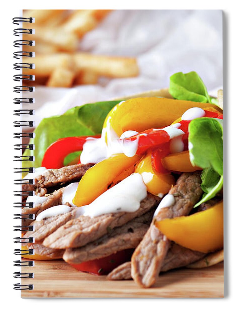 Chicken Meat Spiral Notebook featuring the photograph Fajitas With Fries by Svariophoto