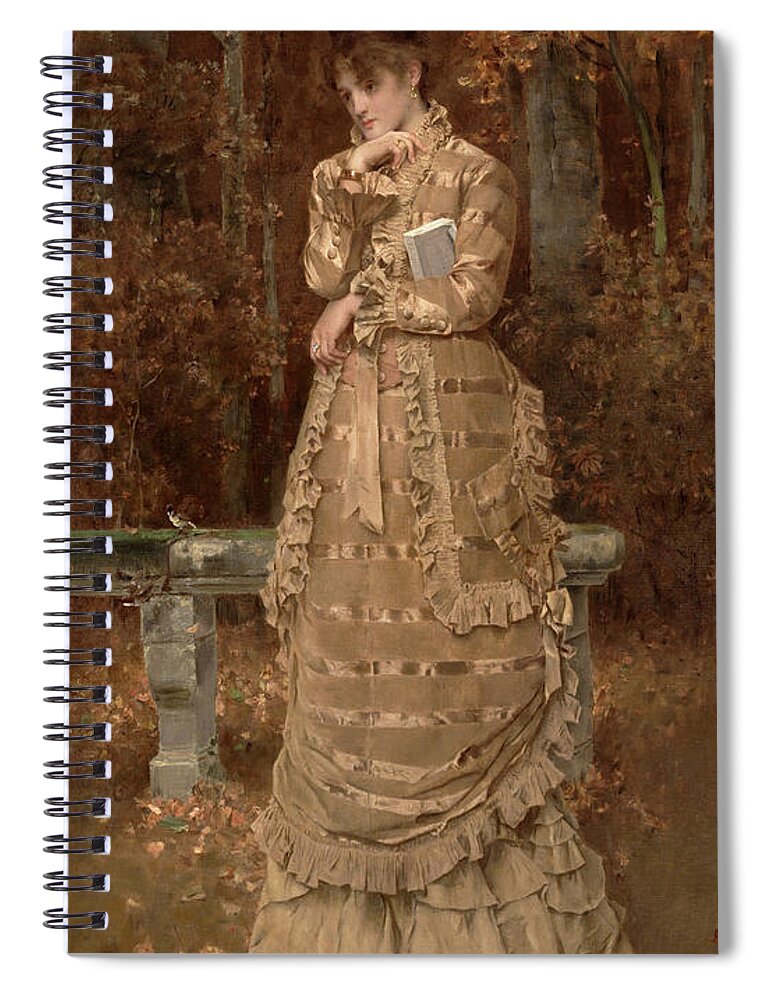 Alfred Stevens Spiral Notebook featuring the painting Fall, 1877 by Alfred Stevens