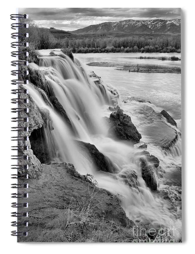Fall Creek Falls Spiral Notebook featuring the photograph Fall Creek Falls Into The Snake Black And White by Adam Jewell