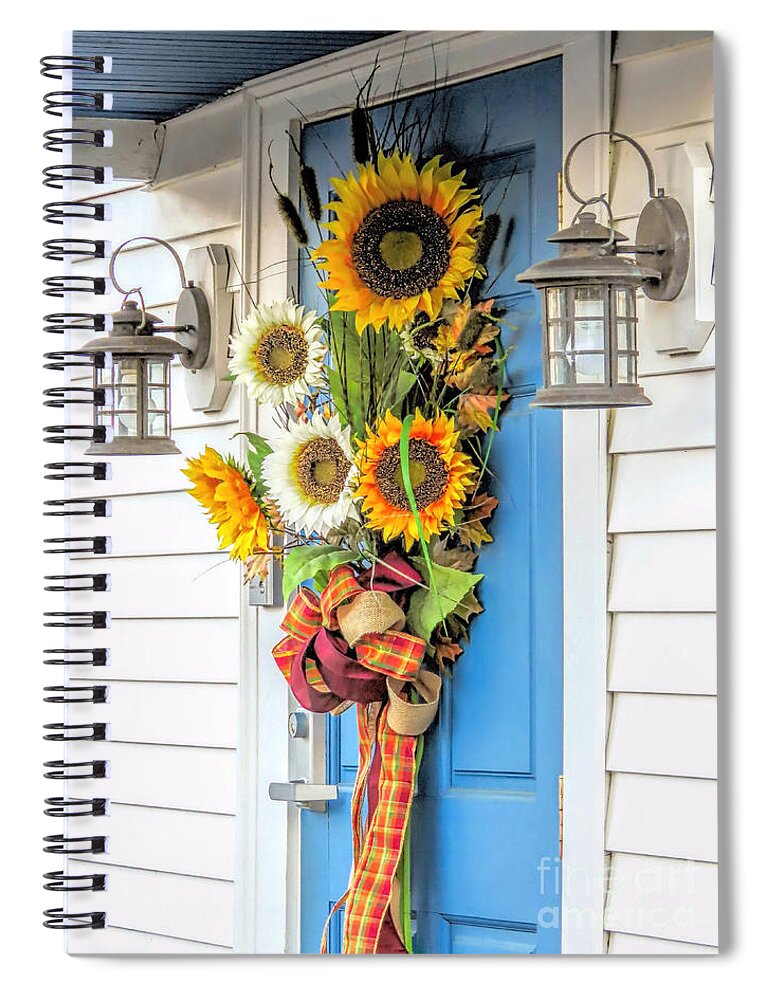 Fall Door Arrangement Spiral Notebook featuring the photograph Fall Door Arrangement by Janice Drew