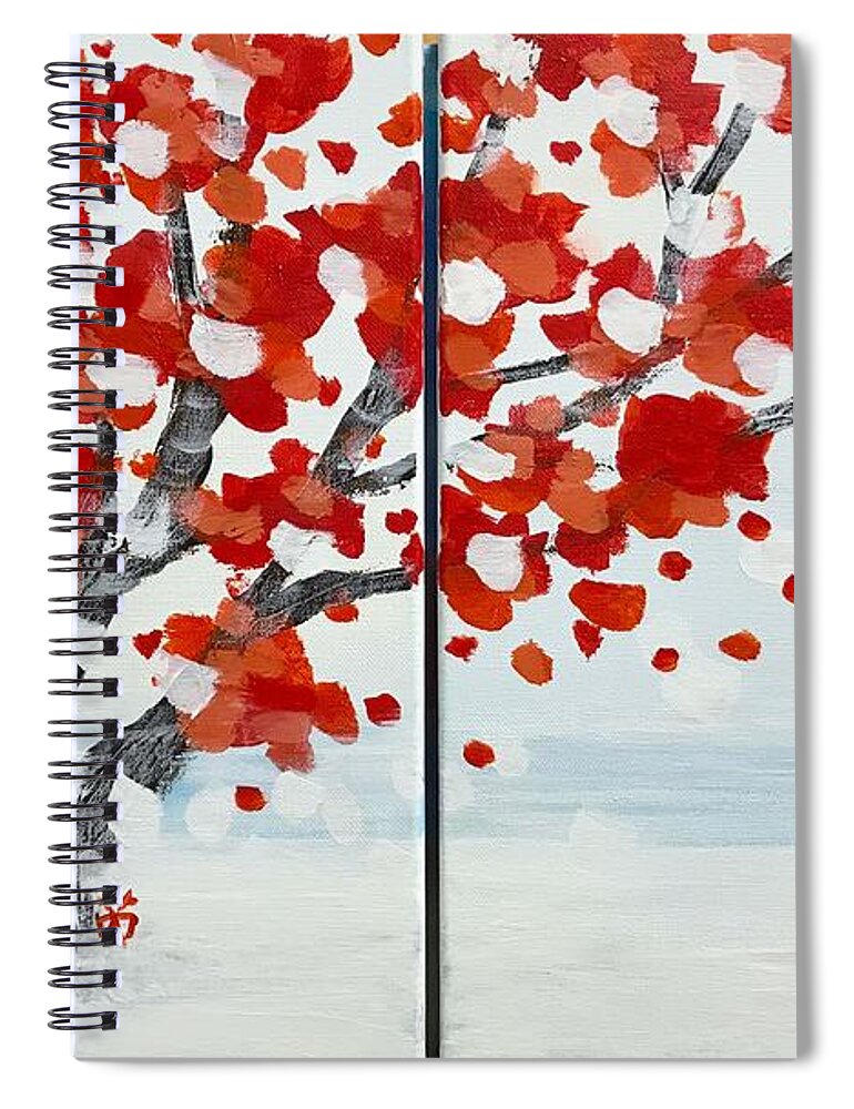 Fall Spiral Notebook featuring the painting Fall fall fall by Wonju Hulse