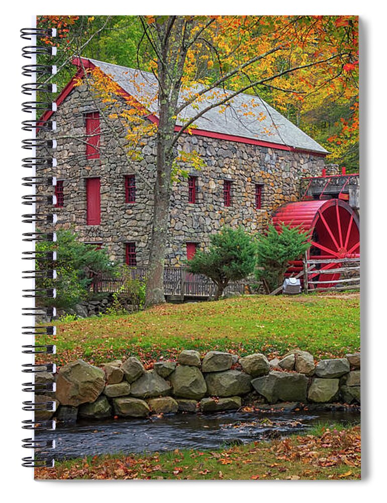 Grist Mill Spiral Notebook featuring the photograph Fall Foliage at the Grist Mill by Kristen Wilkinson