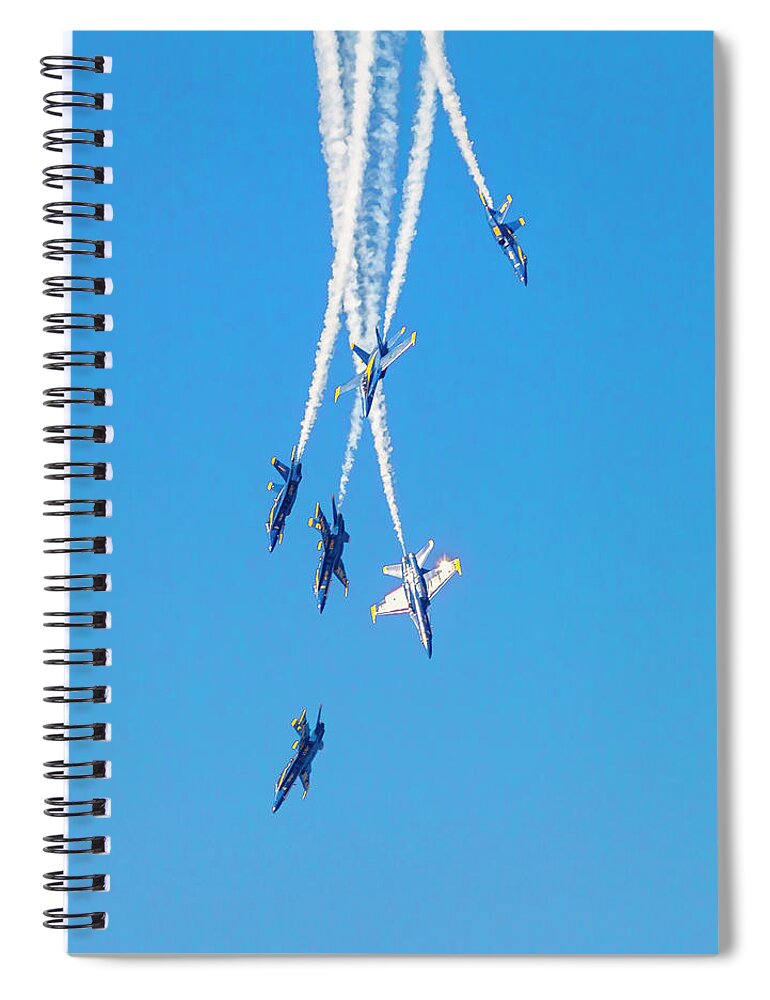 Blue Angels Spiral Notebook featuring the photograph Falling Blue Angels by Bonnie Follett