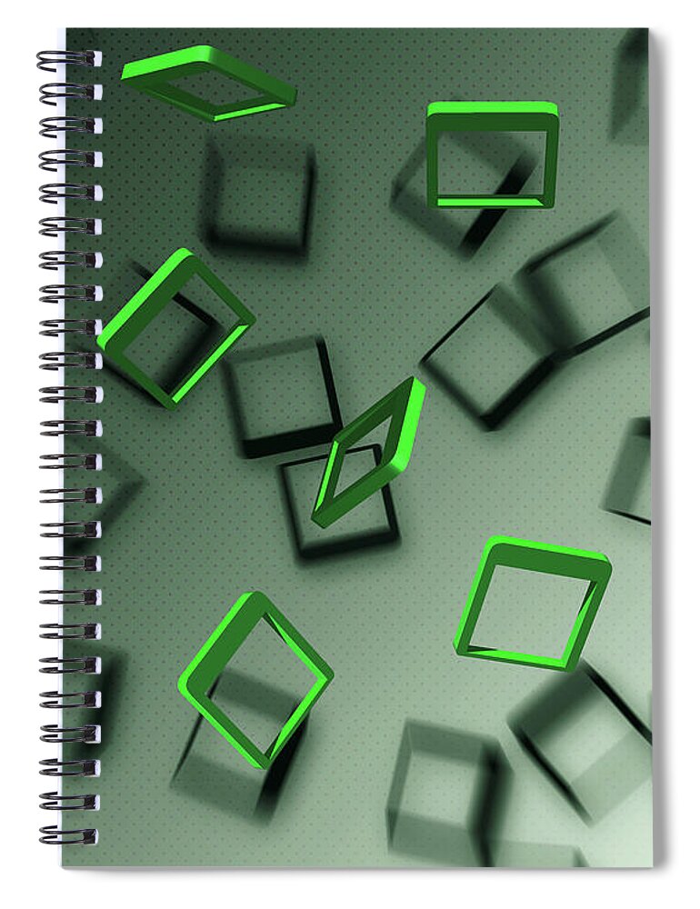 Green Spiral Notebook featuring the digital art Falling Green by Jason Fink