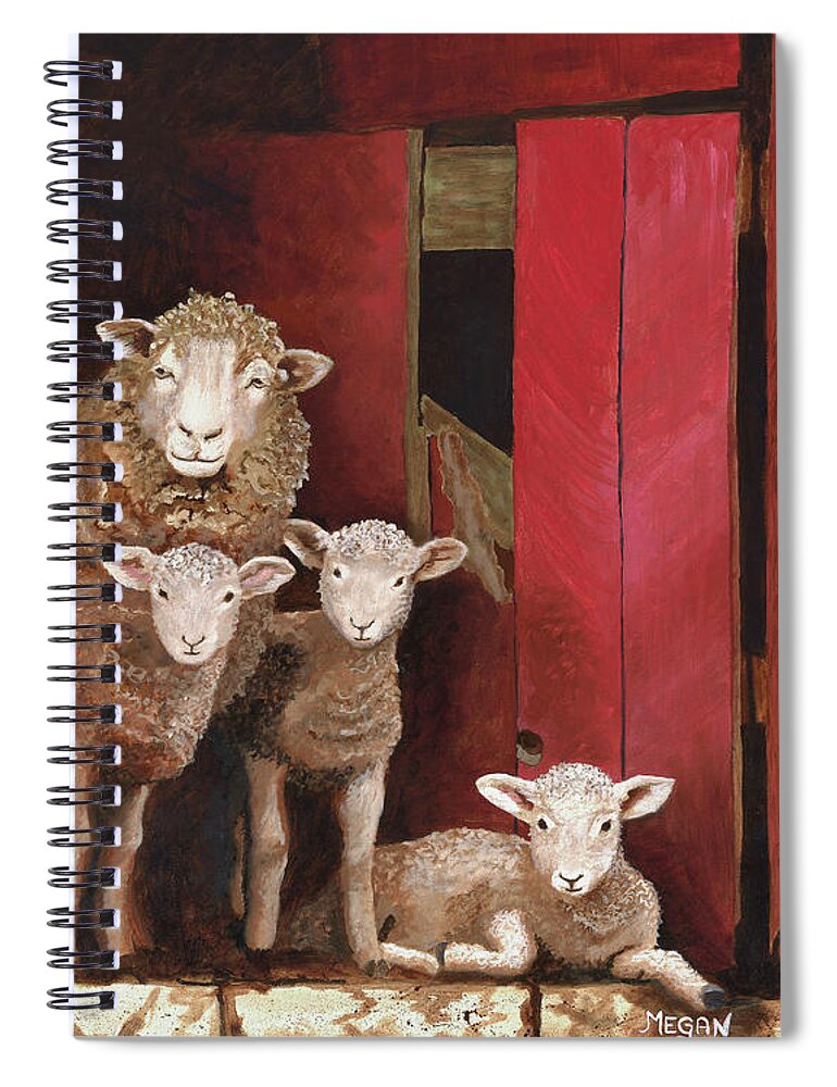 Sheep Spiral Notebook featuring the painting Family Portrait by Megan Collins