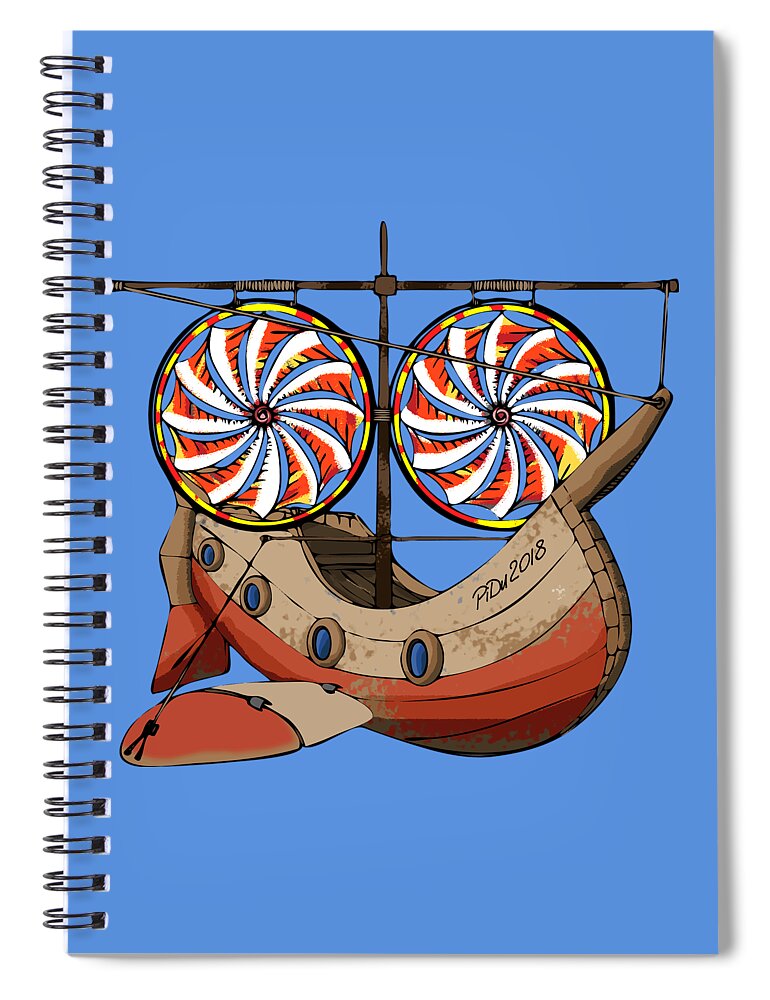 Fantasy Spiral Notebook featuring the digital art Fantasy Airship by Piotr Dulski