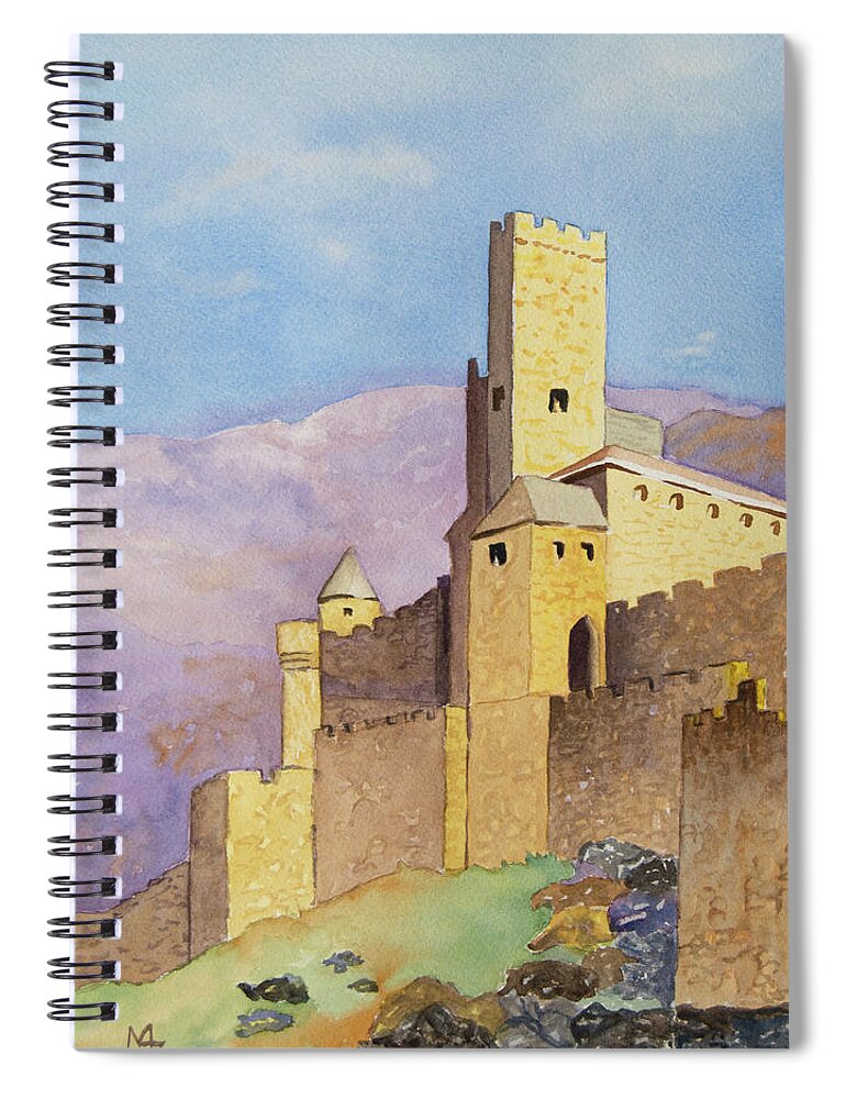 Castle Spiral Notebook featuring the painting Fantasy Castle by Margaret Zabor