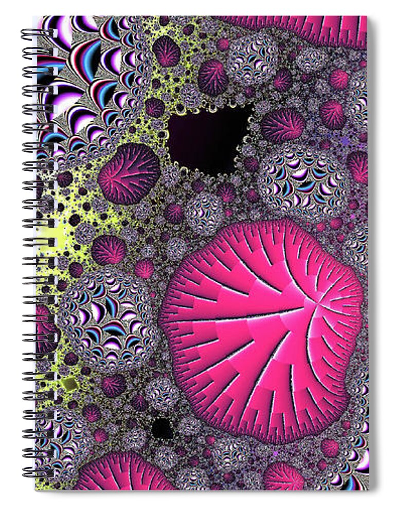 Abstract Spiral Notebook featuring the digital art Fantasy World Red Modern Art by Don Northup