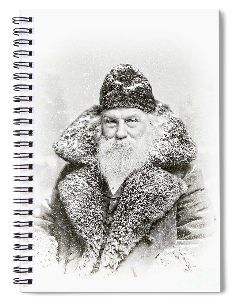 Santa Claus Spiral Notebook featuring the photograph Father Christmas Vintage Christmas Card burnout by Edward Fielding