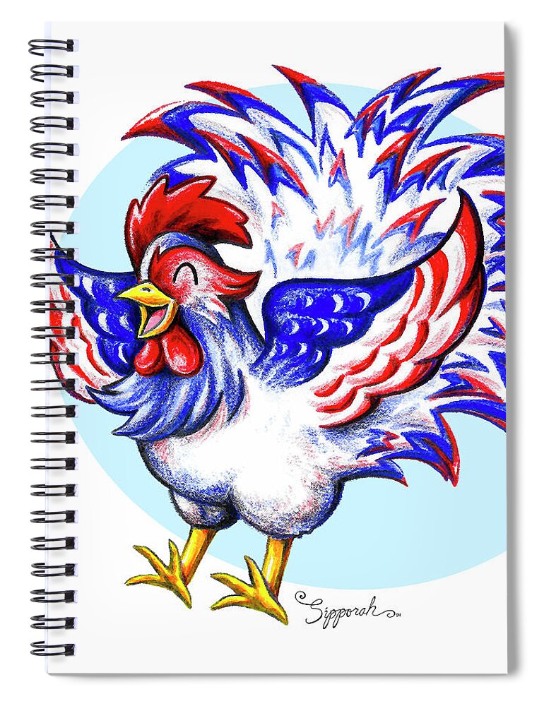 Fourth Of July Spiral Notebook featuring the drawing Feathery Fourth by Sipporah Art and Illustration