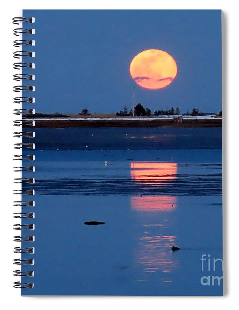 Snow Moon Spiral Notebook featuring the photograph February Snow Moon by Janice Drew