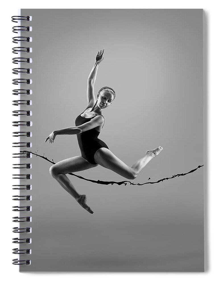 Ballet Dancer Spiral Notebook featuring the photograph Female Athlete With Liquid Splah In by Jonathan Knowles