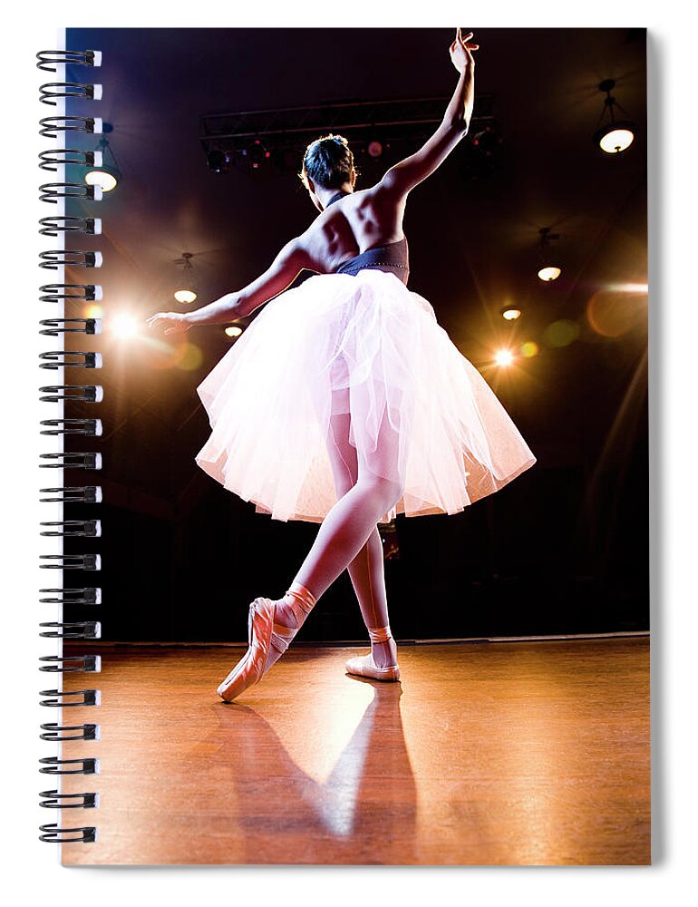 Ballet Dancer Spiral Notebook featuring the photograph Female Ballerina On Stage Dancing by Inti St. Clair