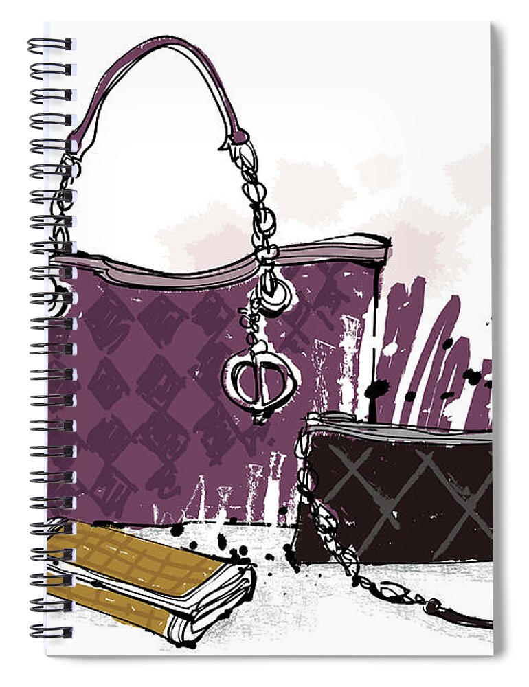 Clutch Bag Spiral Notebook featuring the digital art Feminine Bags by Eastnine Inc.
