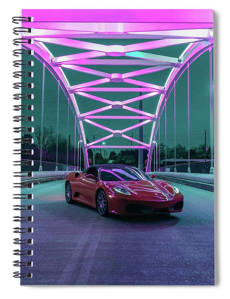 Ferrari 430 Bridge Spiral Notebook featuring the photograph Ferrari F430 Hazard Bridge by Rocco Silvestri