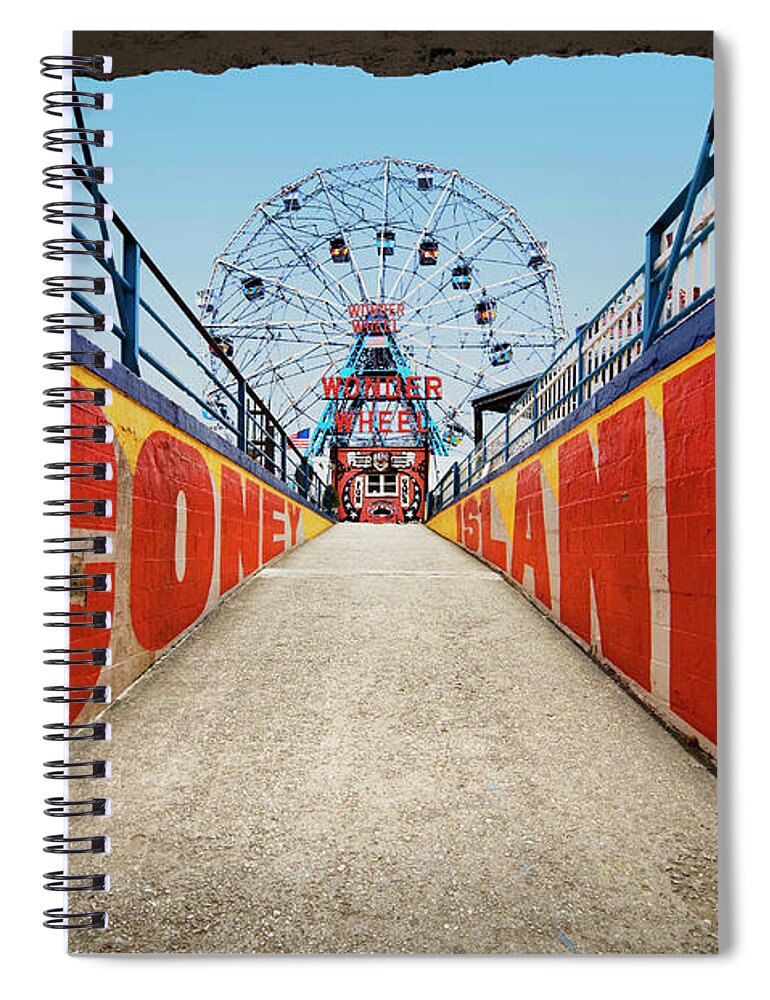 Amusement Park Spiral Notebook featuring the photograph Ferry Wheel At Amusement Park With by Ed Freeman