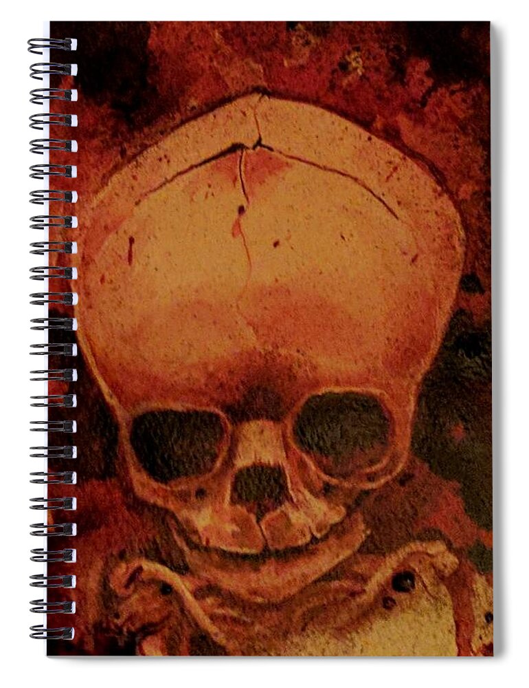 Ryanalmighty Spiral Notebook featuring the painting Fetus Skeleton #1 by Ryan Almighty