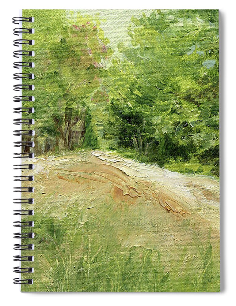 Original Painting Spiral Notebook featuring the painting Woodland Trees and Dirt Road by Laurie Rohner