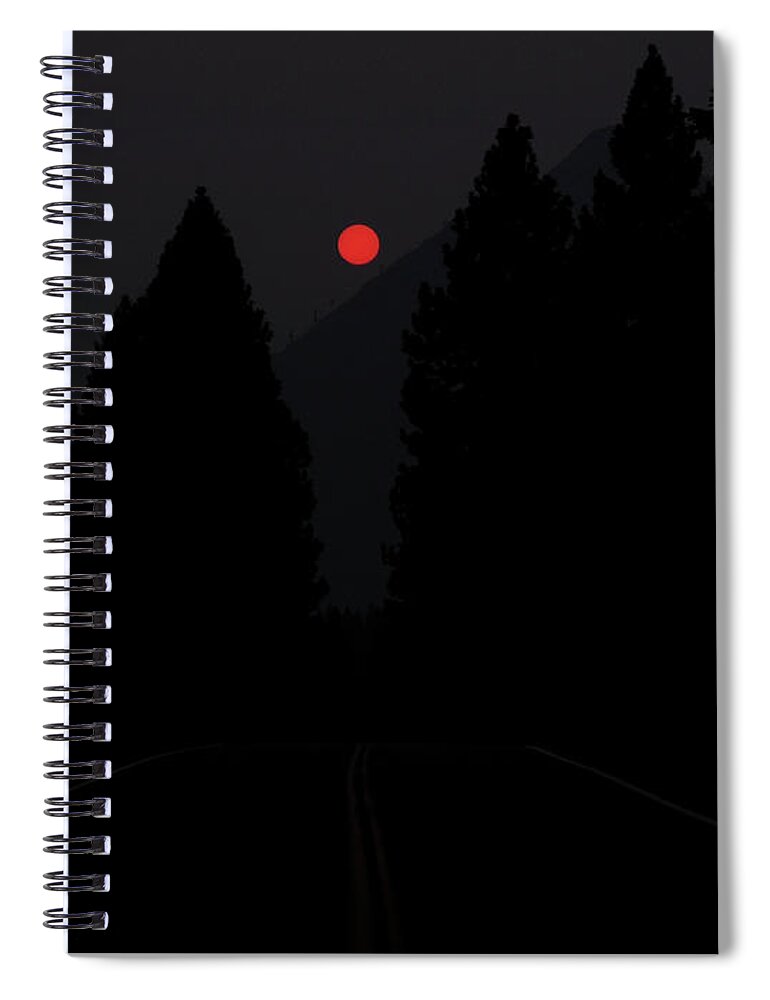 Sunset Spiral Notebook featuring the photograph Fiery Sunset in a Smokey Mt Shasta by Rebecca Dru