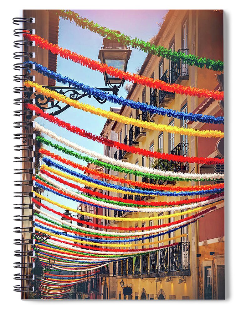 Lisbon Spiral Notebook featuring the photograph Fiesta Season Bairro Alto Lisbon Portugal by Carol Japp