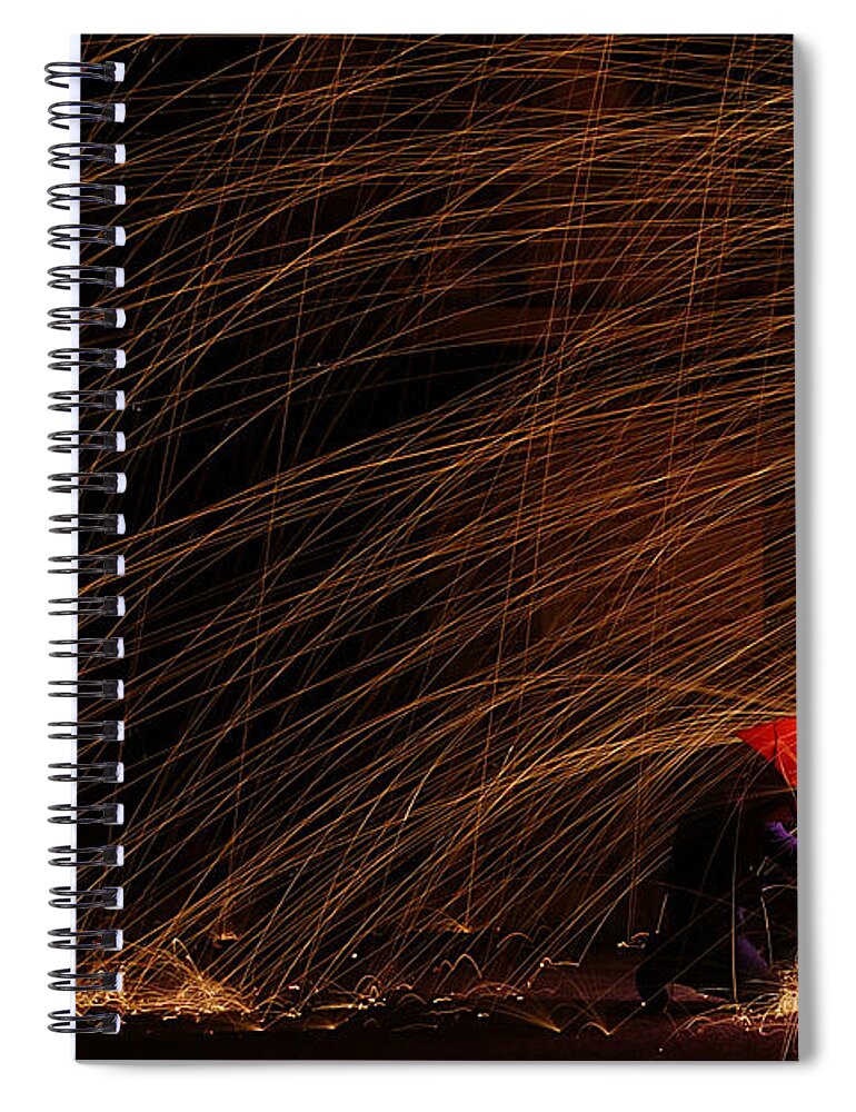 Richard Reeve Spiral Notebook featuring the photograph Fighting the Rain by Richard Reeve