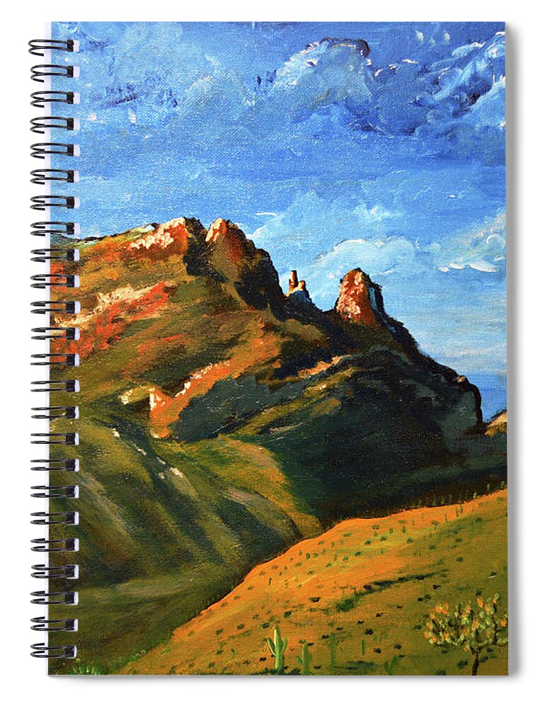 Finger Rock Spiral Notebook featuring the painting Finger Rock Splendor by Chance Kafka